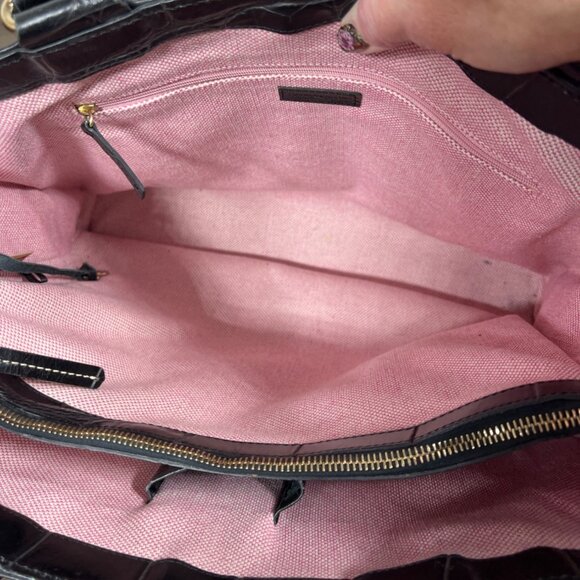 VINTAGE DOONEY & BOURKE Crocodile Embossed Leather Tote Black J6304318 - Picture 13 of 16